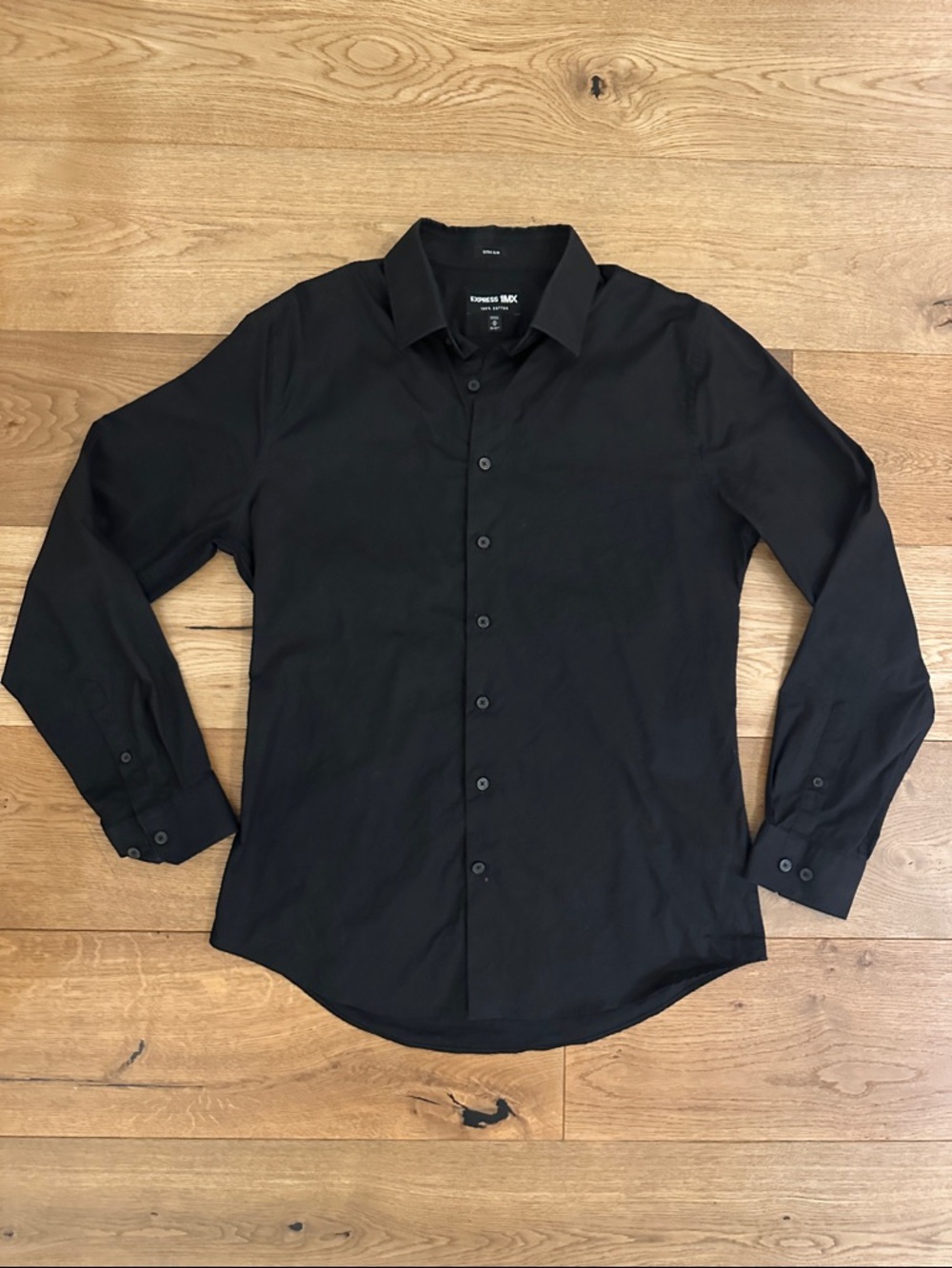 Express Men’s Black Dress Shirt - Classic Collar Button-Front